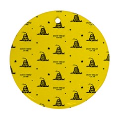 Gadsden Flag Don t Tread On Me Yellow And Black Pattern With American Stars Ornament (round) by snek