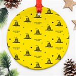 Gadsden Flag Don t tread on me Yellow and Black Pattern with american stars Ornament (Round) Front