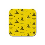 Gadsden Flag Don t tread on me Yellow and Black Pattern with american stars Rubber Square Coaster (4 pack)  Front