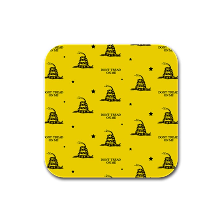 Gadsden Flag Don t tread on me Yellow and Black Pattern with american stars Rubber Square Coaster (4 pack) 