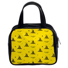 Gadsden Flag Don t Tread On Me Yellow And Black Pattern With American Stars Classic Handbag (two Sides)