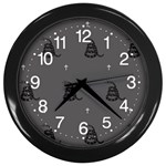 Gadsden Flag Don t tread on me black and gray snake and metal gothic crosses Wall Clock (Black) Front