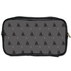 Gadsden Flag Don t Tread On Me Black And Gray Snake And Metal Gothic Crosses Toiletries Bag (two Sides) by snek