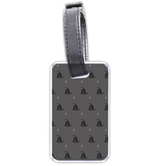 Gadsden Flag Don t Tread On Me Black And Gray Snake And Metal Gothic Crosses Luggage Tag (one Side) by snek