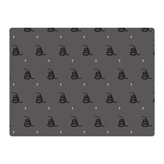 Gadsden Flag Don t Tread On Me Black And Gray Snake And Metal Gothic Crosses Double Sided Flano Blanket (mini)  by snek