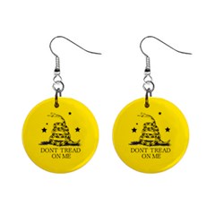 Gadsden Flag Don t Tread On Me Yellow And Black Pattern With American Stars Mini Button Earrings by snek