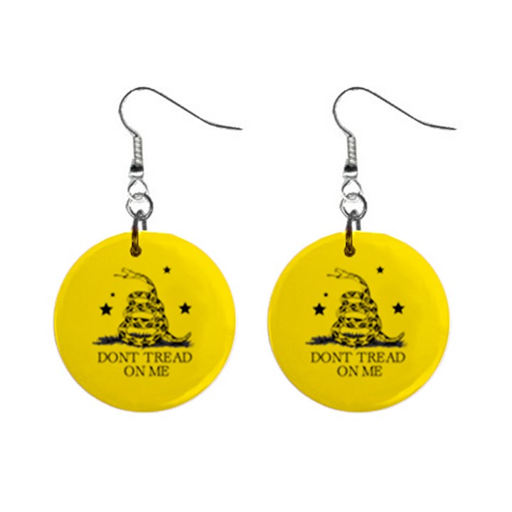 Gadsden Flag Don t tread on me Yellow and Black Pattern with american stars Mini Button Earrings