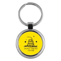 Gadsden Flag Don t Tread On Me Yellow And Black Pattern With American Stars Key Chain (round)