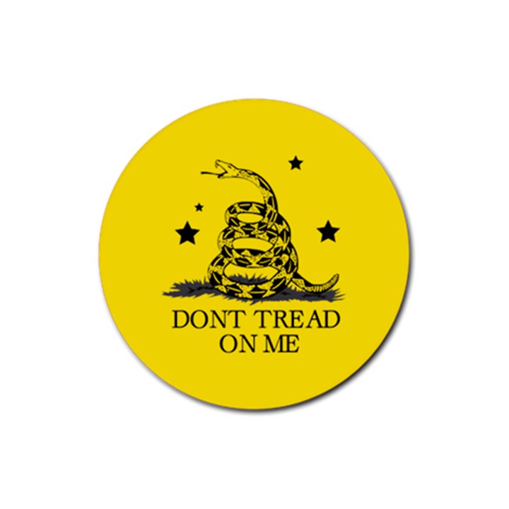 Gadsden Flag Don t tread on me Yellow and Black Pattern with american stars Rubber Round Coaster (4 pack) 