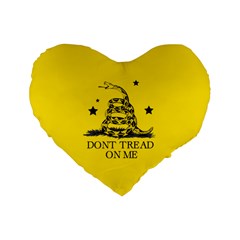 Gadsden Flag Don t Tread On Me Yellow And Black Pattern With American Stars Standard 16  Premium Heart Shape Cushions by snek