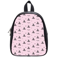 Gadsden Flag Don t Tread On Me Light Pink And Black Pattern With American Stars School Bag (small) by snek