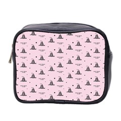 Gadsden Flag Don t Tread On Me Light Pink And Black Pattern With American Stars Mini Toiletries Bag (two Sides) by snek