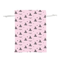 Gadsden Flag Don t Tread On Me Light Pink And Black Pattern With American Stars Lightweight Drawstring Pouch (l) by snek