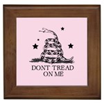 Gadsden Flag Don t tread on me Light Pink and Black Pattern with american stars Framed Tile Front