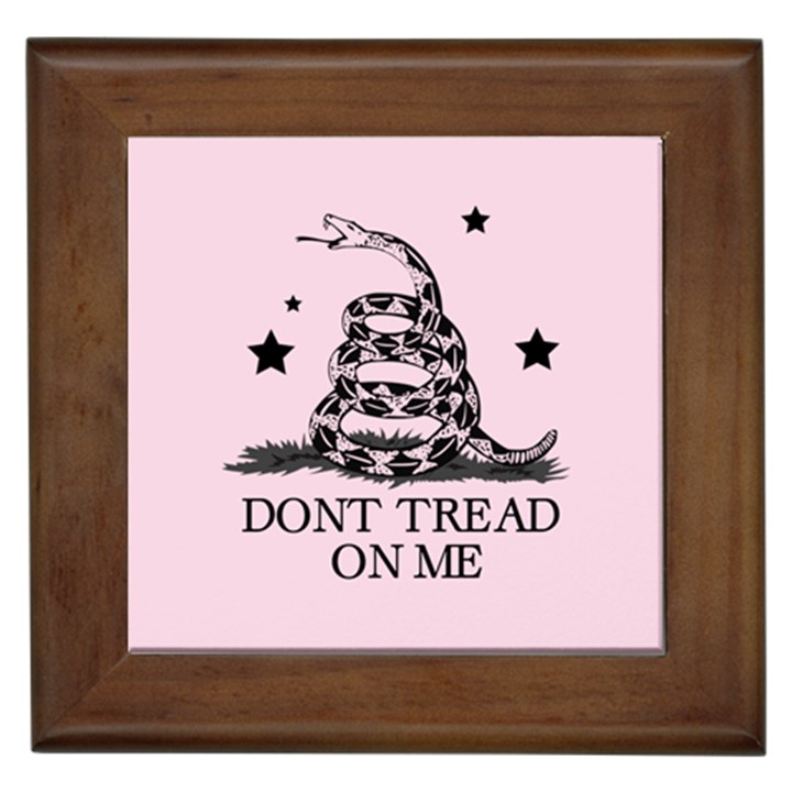 Gadsden Flag Don t tread on me Light Pink and Black Pattern with american stars Framed Tile