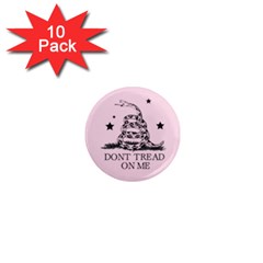 Gadsden Flag Don t Tread On Me Light Pink And Black Pattern With American Stars 1  Mini Magnet (10 Pack) 