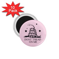 Gadsden Flag Don t Tread On Me Light Pink And Black Pattern With American Stars 1 75  Magnets (10 Pack) 