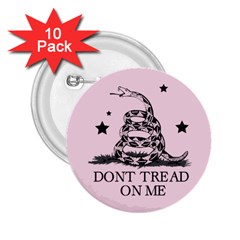 Gadsden Flag Don t Tread On Me Light Pink And Black Pattern With American Stars 2 25  Buttons (10 Pack) 