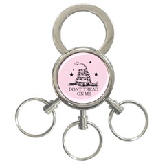 Gadsden Flag Don t Tread On Me Light Pink And Black Pattern With American Stars 3-ring Key Chain by snek