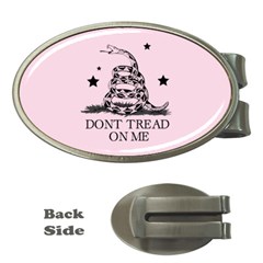 Gadsden Flag Don t Tread On Me Light Pink And Black Pattern With American Stars Money Clips (oval)  by snek