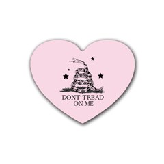 Gadsden Flag Don t Tread On Me Light Pink And Black Pattern With American Stars Heart Coaster (4 Pack)  by snek