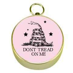 Gadsden Flag Don t Tread On Me Light Pink And Black Pattern With American Stars Gold Compasses by snek