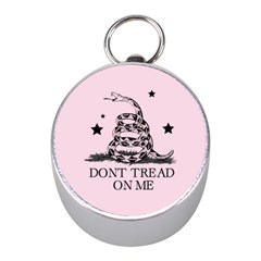 Gadsden Flag Don t Tread On Me Light Pink And Black Pattern With American Stars Mini Silver Compasses by snek