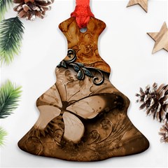 Wonderful Floral Design With Butterflies Christmas Tree Ornament (two Sides) by FantasyWorld7