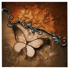 Wonderful Floral Design With Butterflies Wooden Puzzle Square by FantasyWorld7