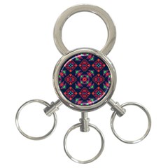 Rhombus Squares And Triangle                                                  3-ring Key Chain by LalyLauraFLM