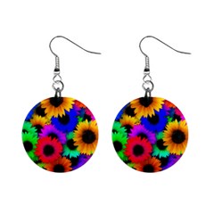 Colorful sunflowers                                                   1  Button Earrings