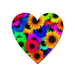 Colorful Sunflowers                                                   Magnet (heart) by LalyLauraFLM