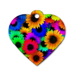 Colorful sunflowers                                                   Dog Tag Heart (One Side)