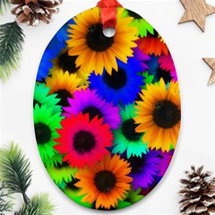 Colorful sunflowers                                                   Ornament (Oval)