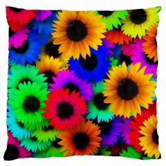 Colorful sunflowers                                                  Large Flano Cushion Case (Two Sides)