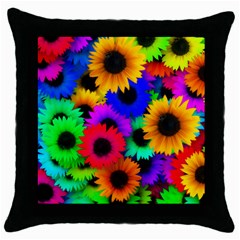 Colorful sunflowers                                                   Throw Pillow Case (Black)