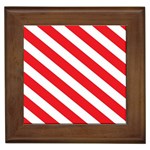 Candy Cane Red White Line stripes pattern peppermint Christmas delicious design Framed Tile Front