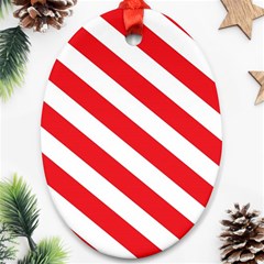 Candy Cane Red White Line Stripes Pattern Peppermint Christmas Delicious Design Ornament (oval) by genx