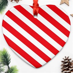 Candy Cane Red White Line Stripes Pattern Peppermint Christmas Delicious Design Ornament (heart) by genx