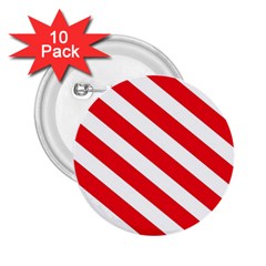 Candy Cane Red White Line Stripes Pattern Peppermint Christmas Delicious Design 2 25  Buttons (10 Pack)  by genx