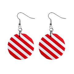 Candy Cane Red White Line Stripes Pattern Peppermint Christmas Delicious Design Mini Button Earrings by genx