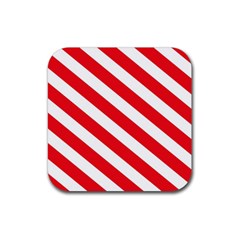 Candy Cane Red White Line Stripes Pattern Peppermint Christmas Delicious Design Rubber Coaster (square)  by genx