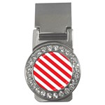 Candy Cane Red White Line stripes pattern peppermint Christmas delicious design Money Clips (CZ)  Front