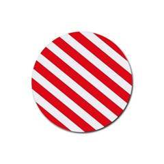 Candy Cane Red White Line Stripes Pattern Peppermint Christmas Delicious Design Rubber Coaster (round)  by genx