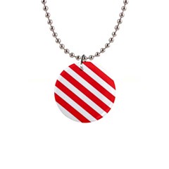 Candy Cane Red White Line Stripes Pattern Peppermint Christmas Delicious Design 1  Button Necklace by genx