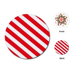 Candy Cane Red White Line Stripes Pattern Peppermint Christmas Delicious Design Playing Cards Single Design (round) by genx