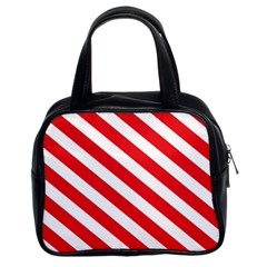 Candy Cane Red White Line Stripes Pattern Peppermint Christmas Delicious Design Classic Handbag (two Sides) by genx