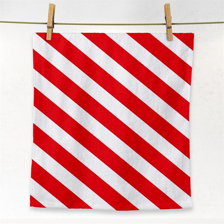 Candy Cane Red White Line stripes pattern peppermint Christmas delicious design Face Towel