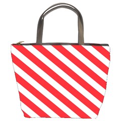 Candy Cane Red White Line Stripes Pattern Peppermint Christmas Delicious Design Bucket Bag by genx