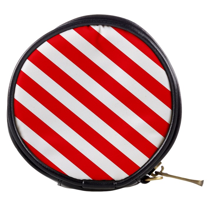 Candy Cane Red White Line stripes pattern peppermint Christmas delicious design Mini Makeup Bag